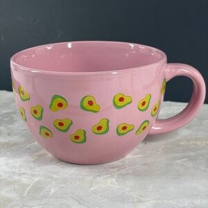 Just For You Pink Avocado Ceramic Oversized Mug Soup Bowl Cute Retro Maximalist